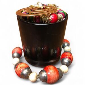 Gaudy Glam Jewelry Jar, 20+ Campy Casino Babe Vintage Jewelry Bundle